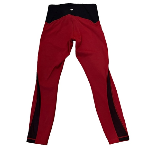 Lululemon Rust & Black Leggings w/Side Mesh Detail - Like New Condition! - Picture 4 of 5